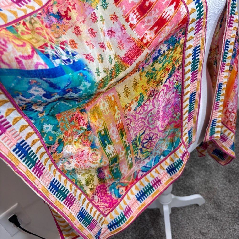 Tolani Raelyn hibiscus Kimono NEW with tags One Size embroidered, abstract, boho - Picture 7 of 15